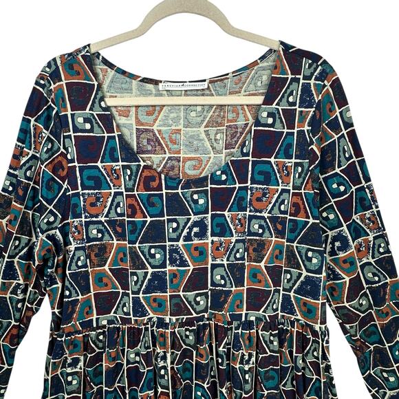 Peruvian Connection Huari Dress Size XL Pima Cotton Knee Length Pockets Print - Picture 2 of 7